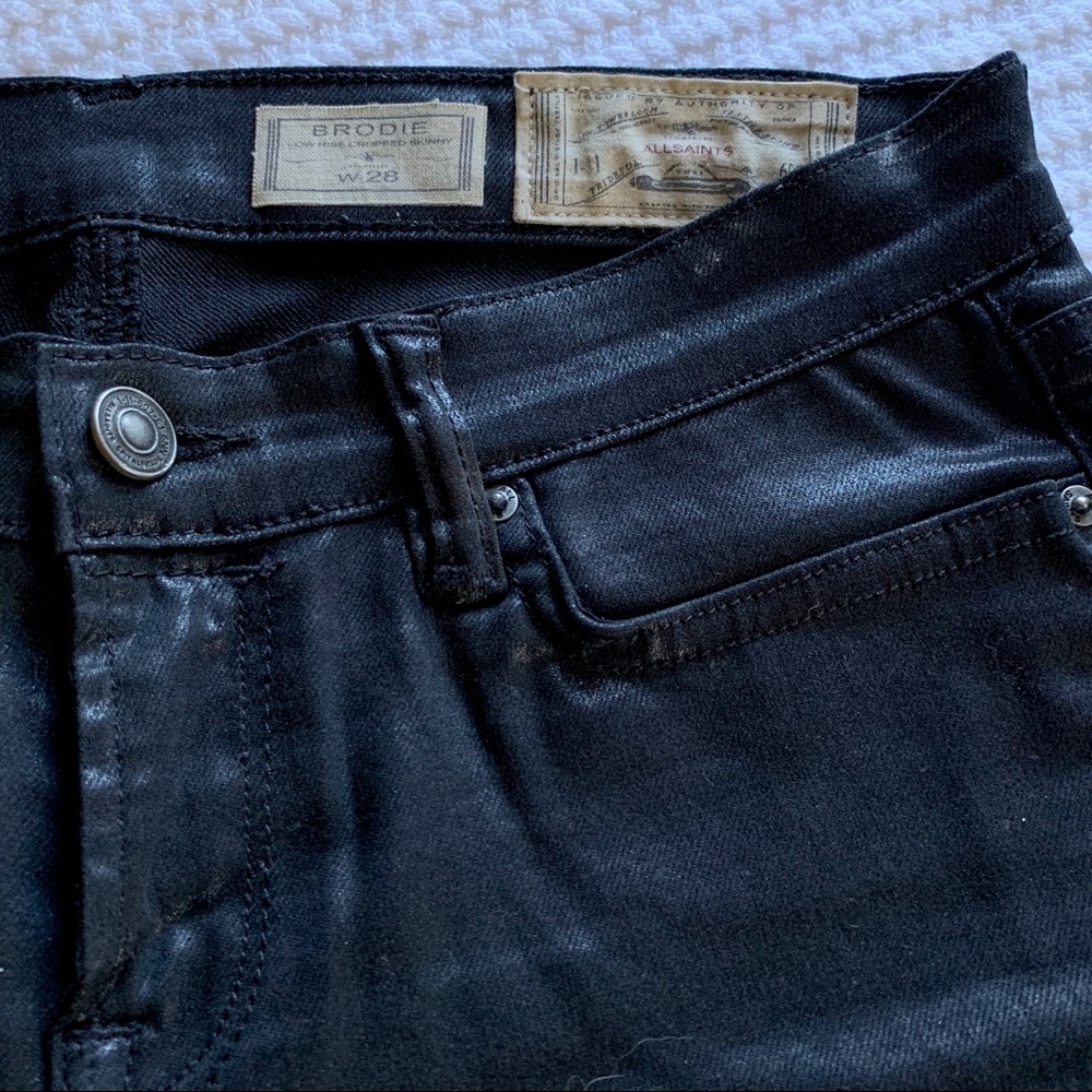All Saints Black Coated Skinny Pants (28)